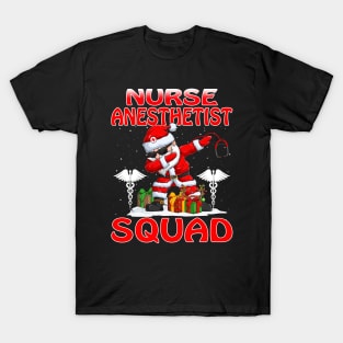 Christmas Nurse Anesthetist Squad Reindeer Pajama Dabing Santa T-Shirt